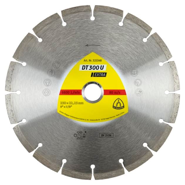Алмазний диск KLINGSPOR DT 300 U Extra 230 x 2,3 x 22,23 мм для будівельних матеріалів (325348KLPR), фото  | SNABZHENIE.com.ua