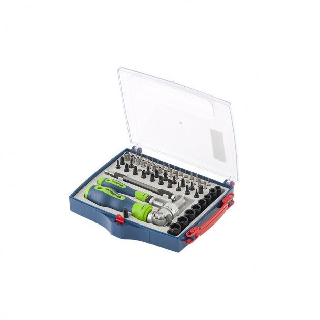 Отвертки реверсивні з набором біт, торцевих головок, 61 предмет СИБРТЕХ (13363C), фото , зображення 2 | SNABZHENIE.com.ua