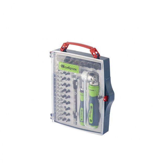 Отвертки реверсивні з набором біт, торцевих головок, 61 предмет СИБРТЕХ (13363C), фото , зображення 3 | SNABZHENIE.com.ua