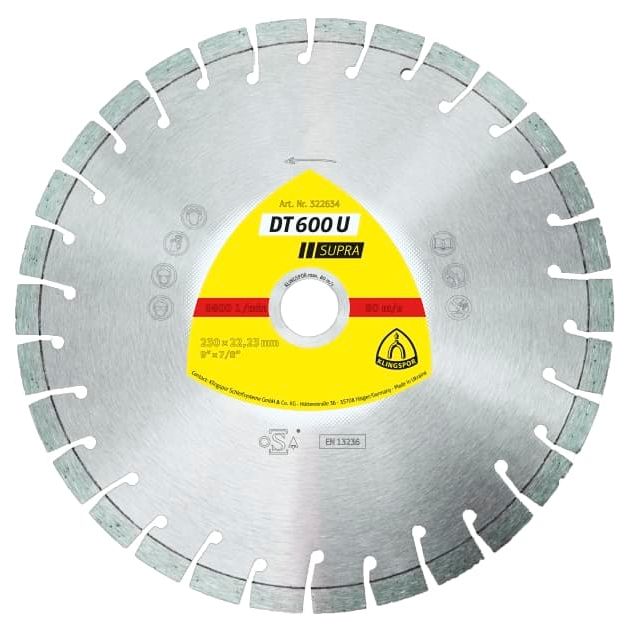 Алмазний диск KLINGSPOR DT 600 U Supra 140 x 2,4 x 22,23 мм для будівельних матеріалів, бетон армований, пісковик (325046), фото  | SNABZHENIE.com.ua