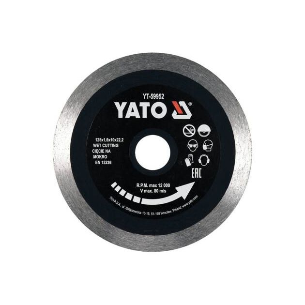 Алмазный отрезной диск YATO 125x1,6x10x22,2 мм (YT-59952), фото  | SNABZHENIE.com.ua