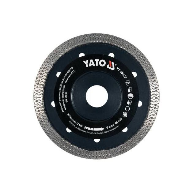 Алмазный отрезной диск YATO 125x1,6x10x22,2 мм (YT-59972), фото  | SNABZHENIE.com.ua