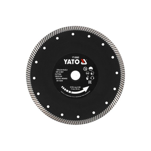 Диск отрезной алмазний TURBO 230 x 2 x 10 x 22,2 мм YATO (YT-59985), фото  | SNABZHENIE.com.ua