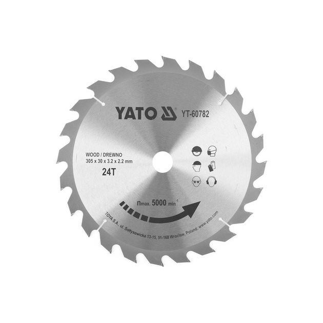 Диск пильний твердосплавний по дереву 305 x 30 x 3.2 x 2.2 мм, 24 зуба YATO (YT-60782), фото  | SNABZHENIE.com.ua