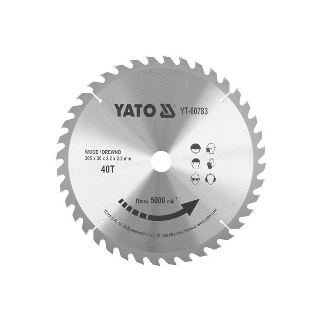 Диск пильный по дереву 305x30x3.2 мм, 40 зубьев YATO (YT-60783), фото  | SNABZHENIE.com.ua