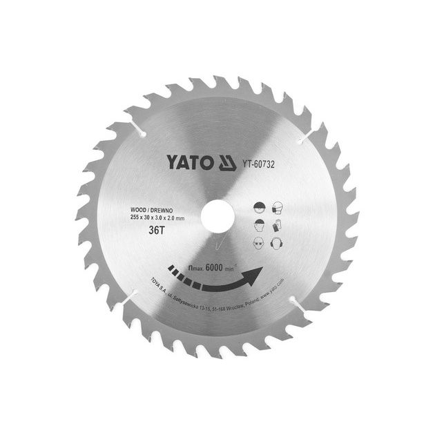 Диск пильний твердосплавний по дереву 255 x 30 x 3.0 x 2.0 мм, 36 зубів YATO (YT-60732), фото  | SNABZHENIE.com.ua