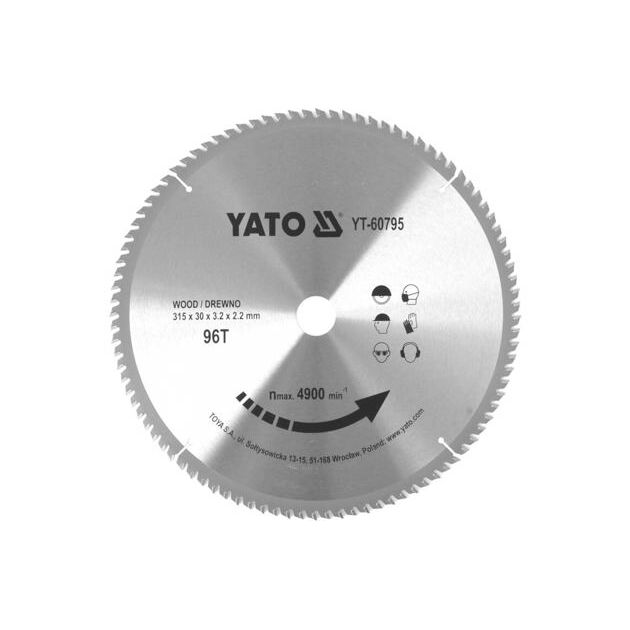 Диск пильний твердосплавний по дереву 315 x 30 x 3.2 x 2.2 мм, 96 зубів YATO (YT-60795), фото  | SNABZHENIE.com.ua