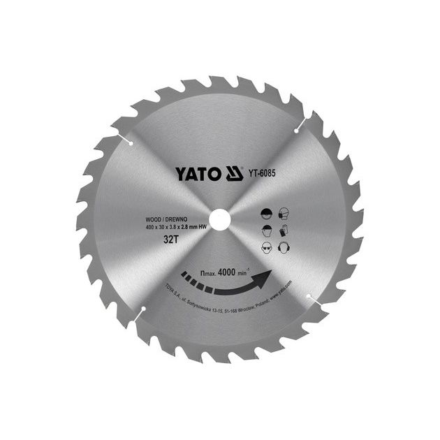 Пильный диск по дереву 400 x 30 x 3.8 мм, 32 зуба YATO (YT-6085), фото  | SNABZHENIE.com.ua