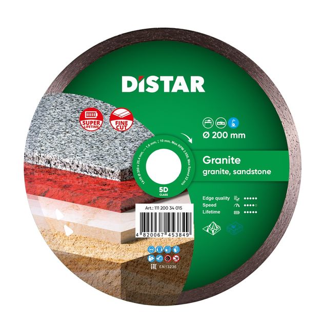 Круг алмазний відрізний DISTAR Granite 200 x 1,6 x 10 x 25,4 (1A1R) (11120034015), фото  | SNABZHENIE.com.ua