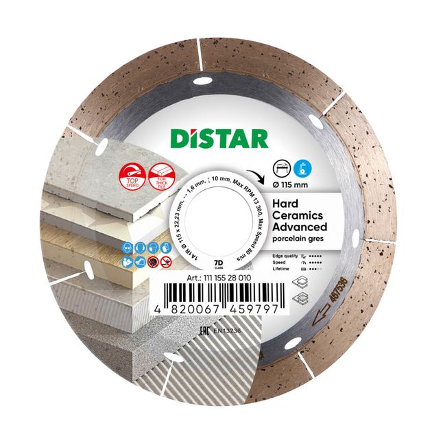 Алмазный диск DISTAR 115 x 1,6/1,2 x 10 x 22,23 для керамики Hard, фото  | SNABZHENIE.com.ua