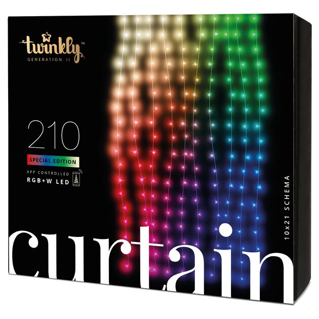 Гірлянда Smart LED Twinkly Curtain RGBW 210 IP44 1.45х2.1м кабель прозорий, фото  | SNABZHENIE.com.ua