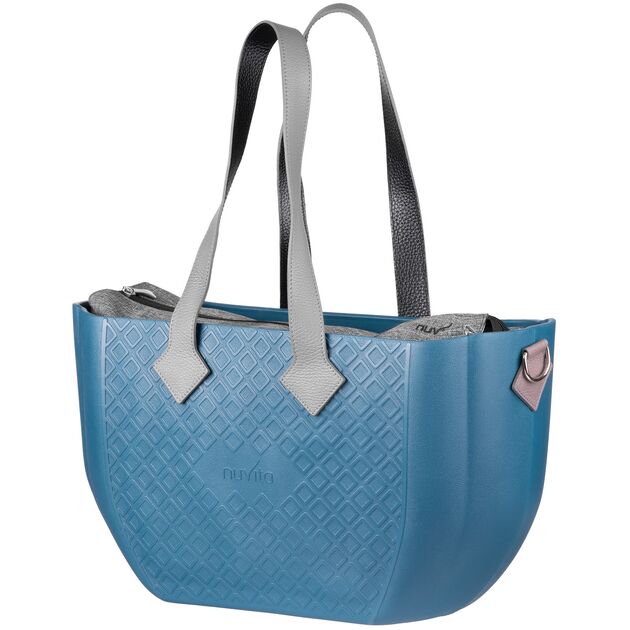 Сумка Nuvita MyMia ручки шкіра, килимок, ремені для коляски, синьо-сірий, фото  | SNABZHENIE.com.ua