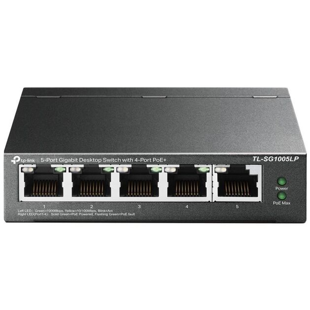 Комутатор TP-LINK TL-SG1005LP 5xGE (4xPoE), 40Вт, Некерований, фото  | SNABZHENIE.com.ua