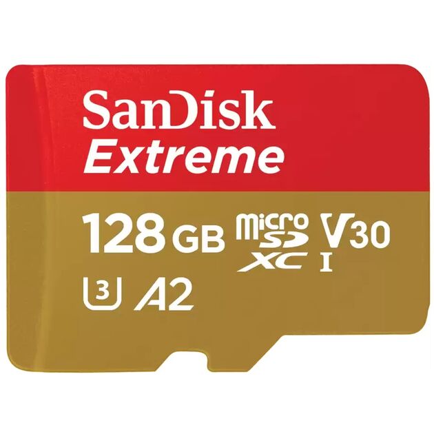 Карта пам'яті SanDisk microSD  128GB C10 UHS-I U3 R190/W90MB/s Extreme V30, фото  | SNABZHENIE.com.ua