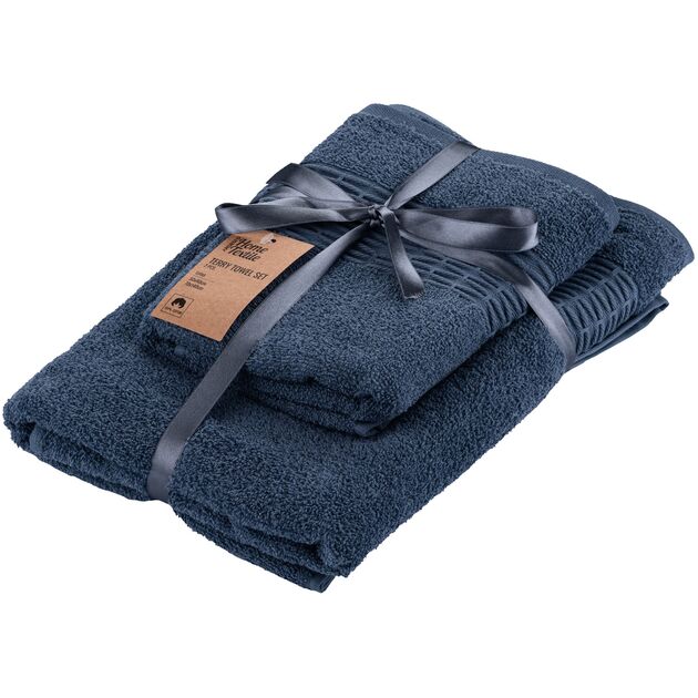 Набір рушників махрових ARDESTO Lotus, 50х90см, 70х140см, 2шт, 100% бавовна, синій, фото  | SNABZHENIE.com.ua