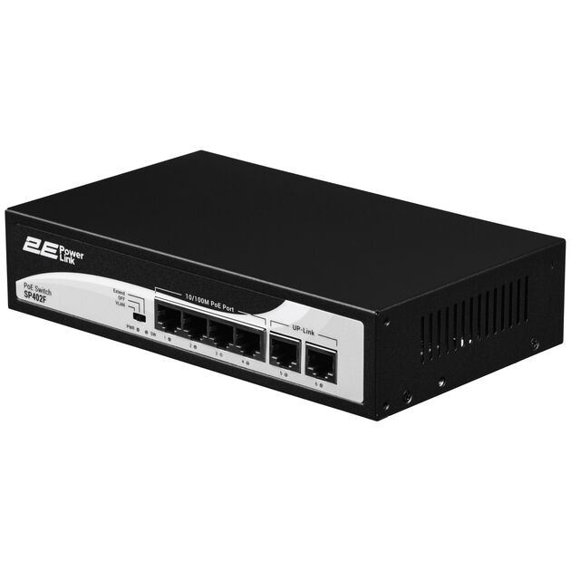 Комутатор 2E PowerLink SP402F 6xFE (4xPoE, 2xUplink), 55Вт, Некерований, фото  | SNABZHENIE.com.ua