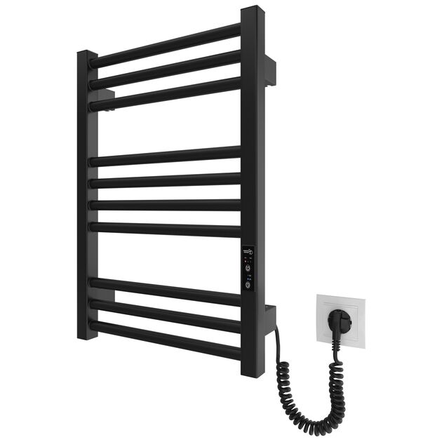 Рушникосушка Hygge Family електрична Derby, 570х430х80мм, таймер-регулятор, сталь, чорний матовий, фото  | SNABZHENIE.com.ua