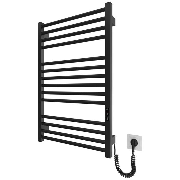 Рушникосушка Hygge Family електрична Derby, 770х530х80мм, таймер-регулятор, сталь, чорний матовий, фото  | SNABZHENIE.com.ua