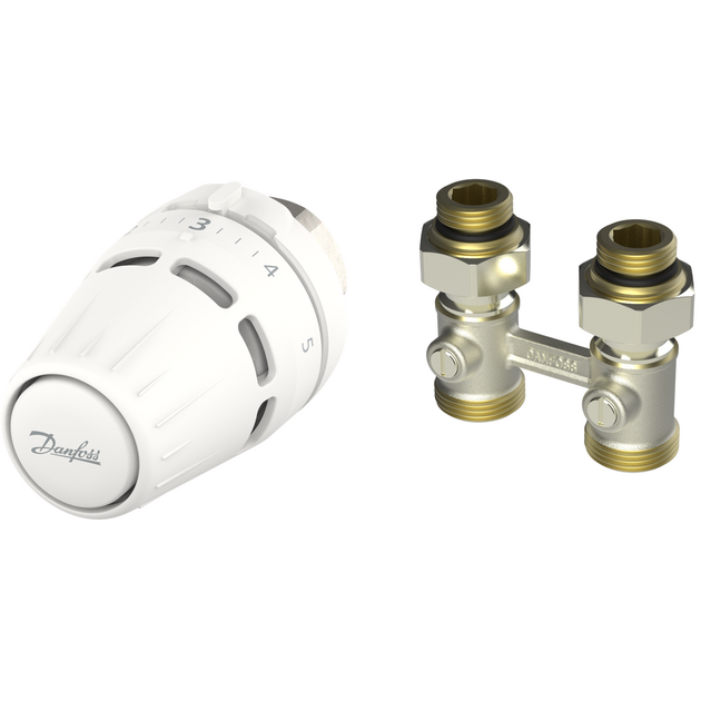 Комплект термостатичний Danfoss Regus M30x1.5 + RLV-KB, H-подібний, нижнє підкл, 1/2" прямий, фото  | SNABZHENIE.com.ua