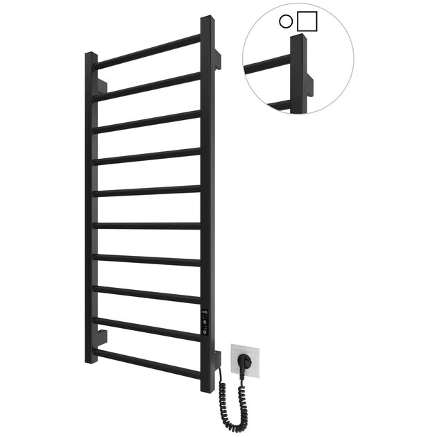 Рушникосушка Hygge Family електрична Leeds, 970х430х80мм, таймер-регулятор, сталь, чорний матовий, фото  | SNABZHENIE.com.ua