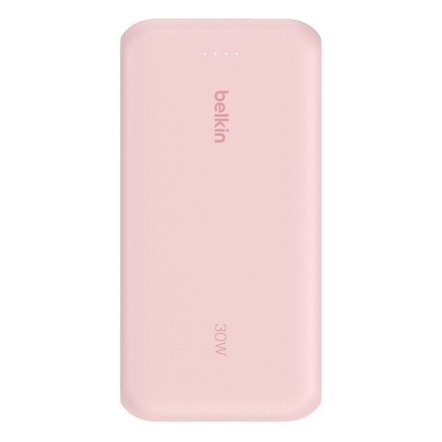 Акумулятор портативний літій-іонний Power Bank Belkin 20000мА·год, 30Вт, з інтегрованим кабелем USB-C, рожевий, фото  | SNABZHENIE.com.ua