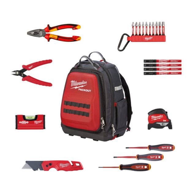 Набор ручного инструмента электрика PACKOUT MILWAUKEE, (23шт) в рюкзаке, фото  | SNABZHENIE.com.ua