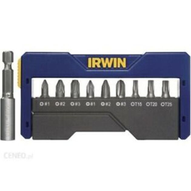 Набор бит в футляре 9+1 (PZ1/PZ2/PZ3/PH1/PH2/PH3/T15/T20/T25), IRWIN, фото  | SNABZHENIE.com.ua