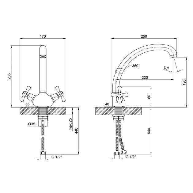 Змішувач для кухні Lidz (CRM) 75 21 271F-3, фото , зображення 2 | SNABZHENIE.com.ua