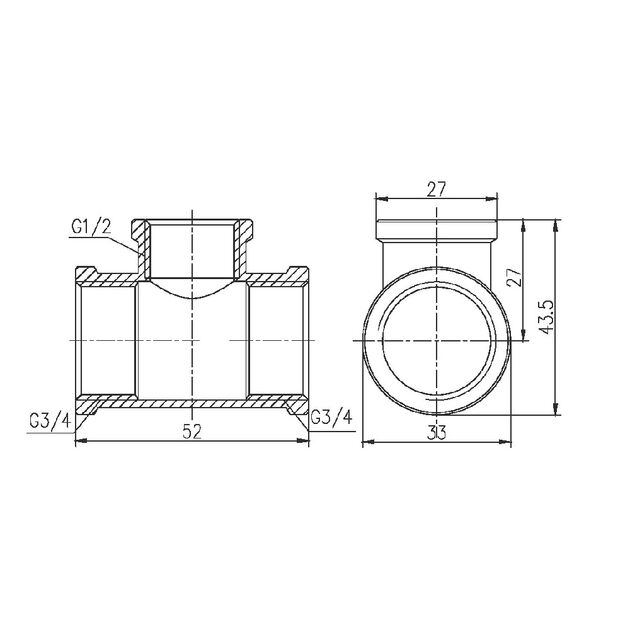 Тройник редукционный SD Forte 3/4"х1/2"х3/4" ВВ SF362201520, фото , зображення 2 | SNABZHENIE.com.ua