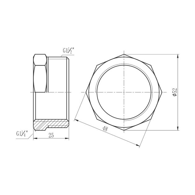 Футорка SD Forte 1 1/2"х1 1/4" НВ SF3744032, фото , изображение 2 | SNABZHENIE.com.ua