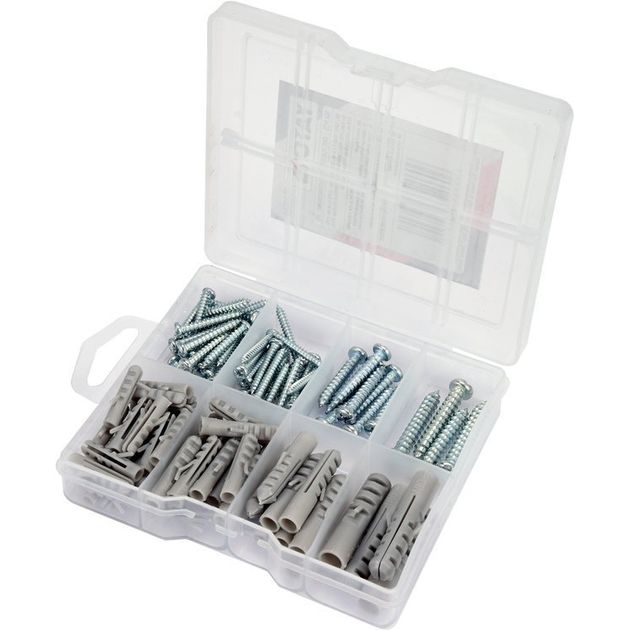 Шурупы и дюбели YATO оцинкованные, 104 шт (YT-36504), фото , изображение 2 | SNABZHENIE.com.ua