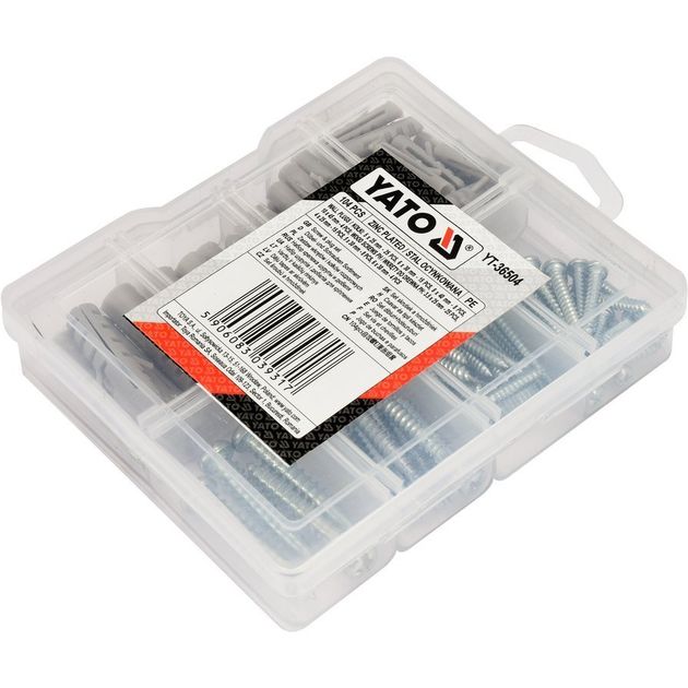 Шурупы и дюбели YATO оцинкованные, 104 шт (YT-36504), фото , изображение 3 | SNABZHENIE.com.ua