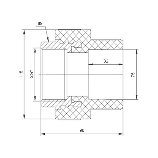 Муфта PPR Blue Ocean 75х2" 1/2 ВР, фото , зображення 2 | SNABZHENIE.com.ua