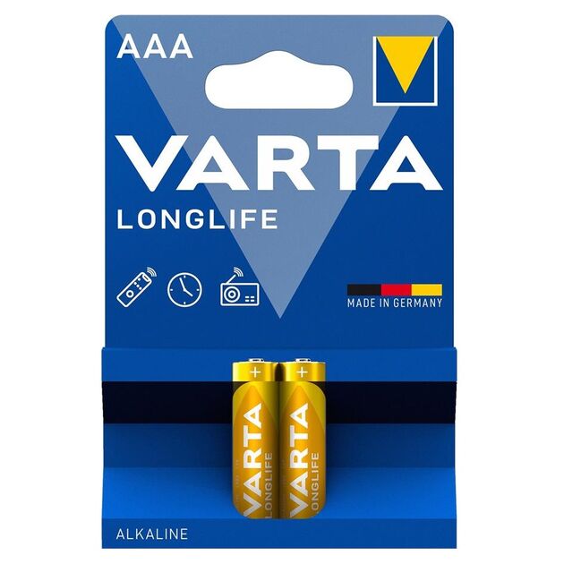 Батарейка Varta Longlife лужна AAA блістер, 2 шт, фото , изображение 2 | SNABZHENIE.com.ua