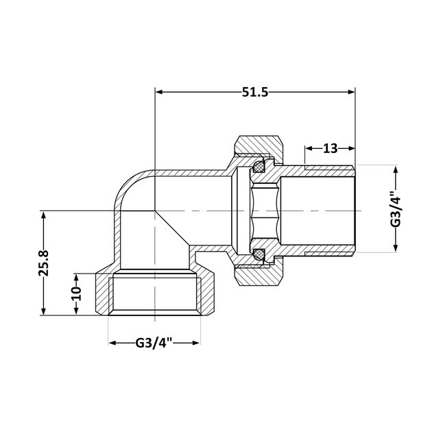 Сгон-американка Thermo Alliance Base 3/4"ВН никель, угловой SD191W20, фото , изображение 2 | SNABZHENIE.com.ua