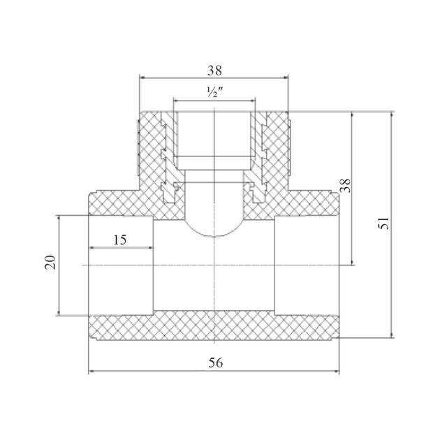 Тройник PPR Blue Ocean 20х1/2"х20 ВР, фото , зображення 2 | SNABZHENIE.com.ua