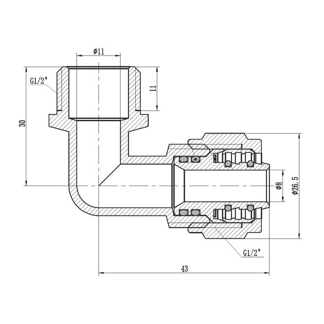 Уголок обжимной SD Forte 16х1/2" НР SF175W1615, фото , изображение 2 | SNABZHENIE.com.ua