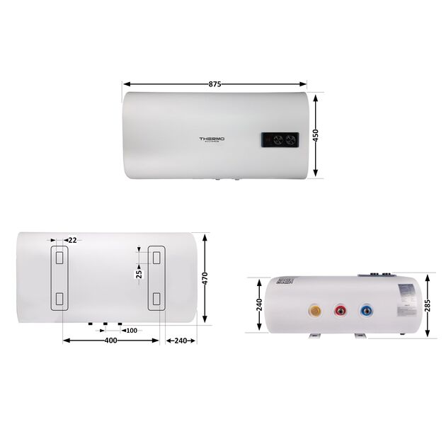 Водонагрівач електричний Thermo Alliance 50 л плоский горизонтальний, мокрий ТЕН 2 кВт (0,8+1,2) DT50H20G(PD), фото , зображення 2 | SNABZHENIE.com.ua