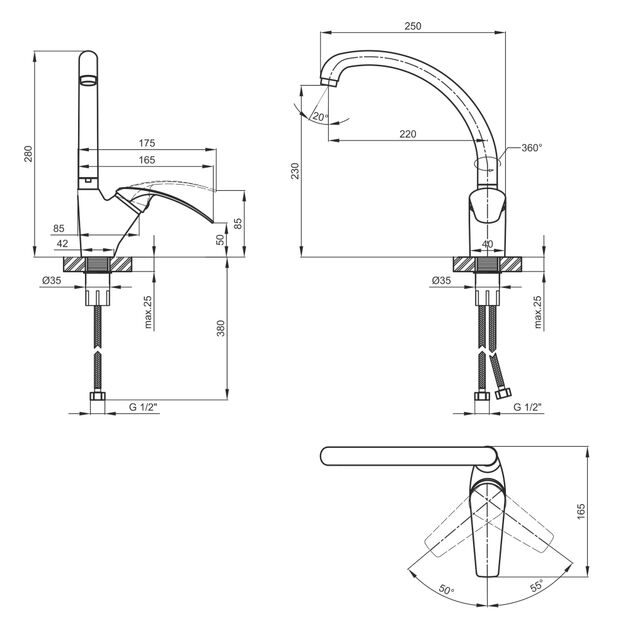Змішувач для кухні Lidz (CRM) Mars 81 007F-3, фото , зображення 2 | SNABZHENIE.com.ua