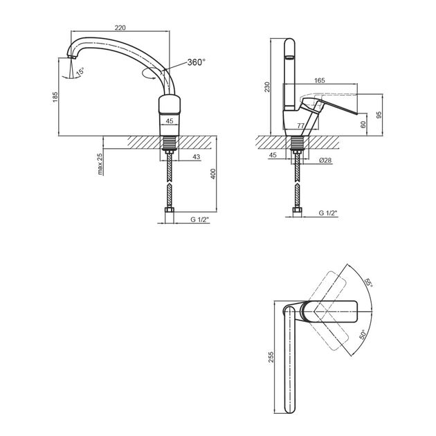 Смеситель для кухни Lidz Mars 81 008F-3, фото , изображение 2 | SNABZHENIE.com.ua