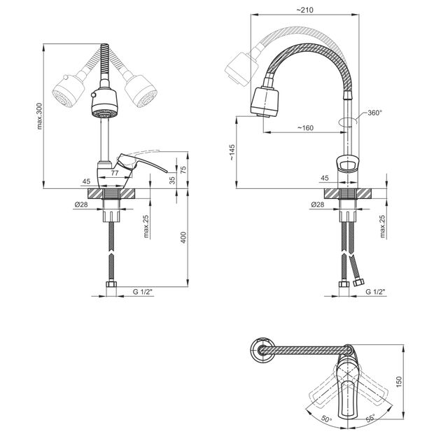 Змішувач для кухні Lidz (CRM) 44 80 008F-4 з рефлекторним виливом, фото , зображення 2 | SNABZHENIE.com.ua