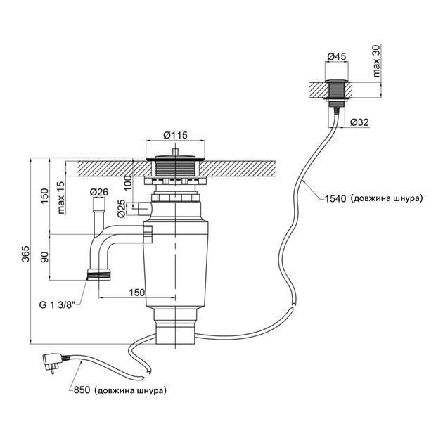 Измельчитель для мойки Lidz (BLA) 47 05 000 00, фото , изображение 2 | SNABZHENIE.com.ua