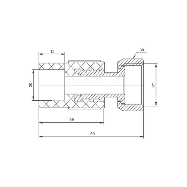 Муфта PPR с накидной гайкой Blue Ocean "Белый" 20х1/2" ВР с латунным штоком, фото , зображення 2 | SNABZHENIE.com.ua