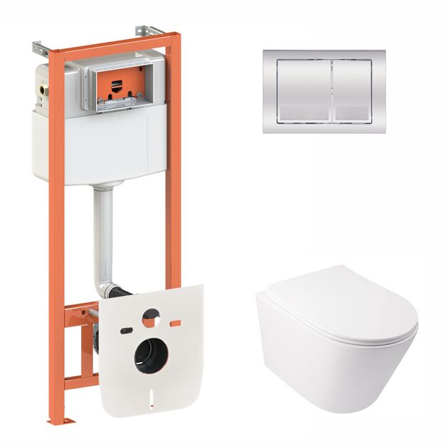 Набор Qtap 3 в 1: унитаз Swan и панель смыва QT0111M06028CRM, фото  | SNABZHENIE.com.ua