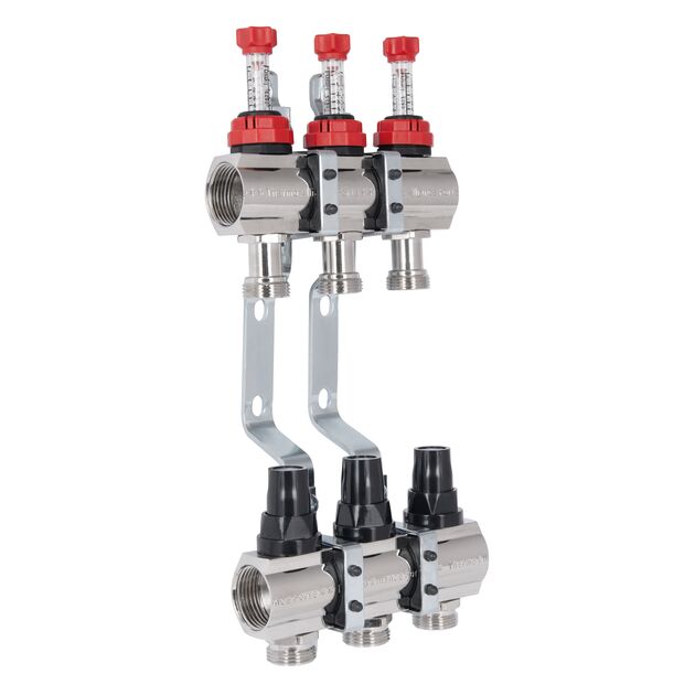 Коллектор с расходомерами SD Forte 1" 3 выхода SF001W3, фото , изображение 3 | SNABZHENIE.com.ua