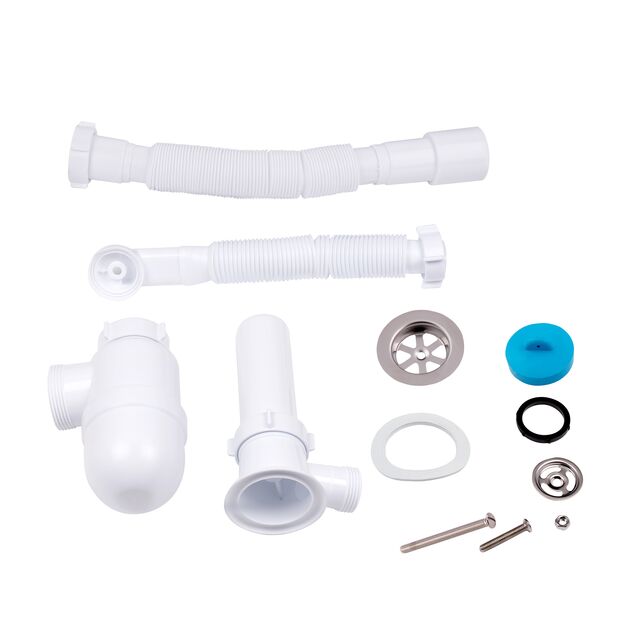 Сифон для раковини Lidz (WHI) 60 08 E004 00 з круглим переливом (вихід 50 мм), фото , зображення 3 | SNABZHENIE.com.ua