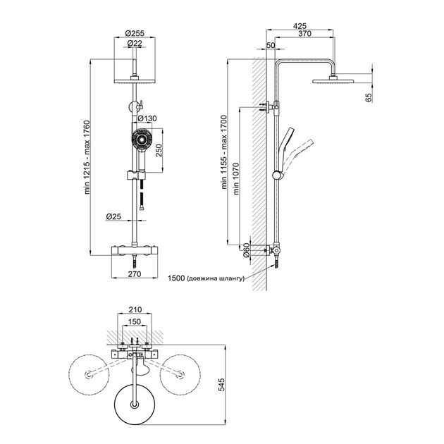 Термостатична душова система Qtap Sloup 57103ONC, фото , зображення 2 | SNABZHENIE.com.ua