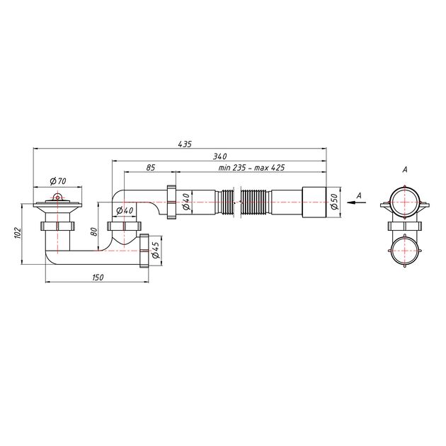 Сифон для душевого поддона Lidz (WHI) 60 04 P001 00 с ревизией 40/50 мм, фото , изображение 2 | SNABZHENIE.com.ua