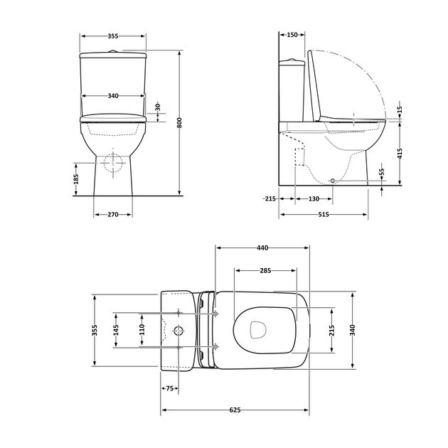 Унитаз-компакт Qtap Nando безободковый с сиденьем Soft-close, фото , изображение 2 | SNABZHENIE.com.ua