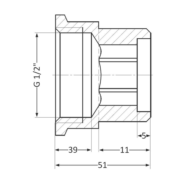 Удлинитель латунный Thermo Alliance Standart 1/2"ВН, L=40 мм SD4221540, фото , зображення 2 | SNABZHENIE.com.ua